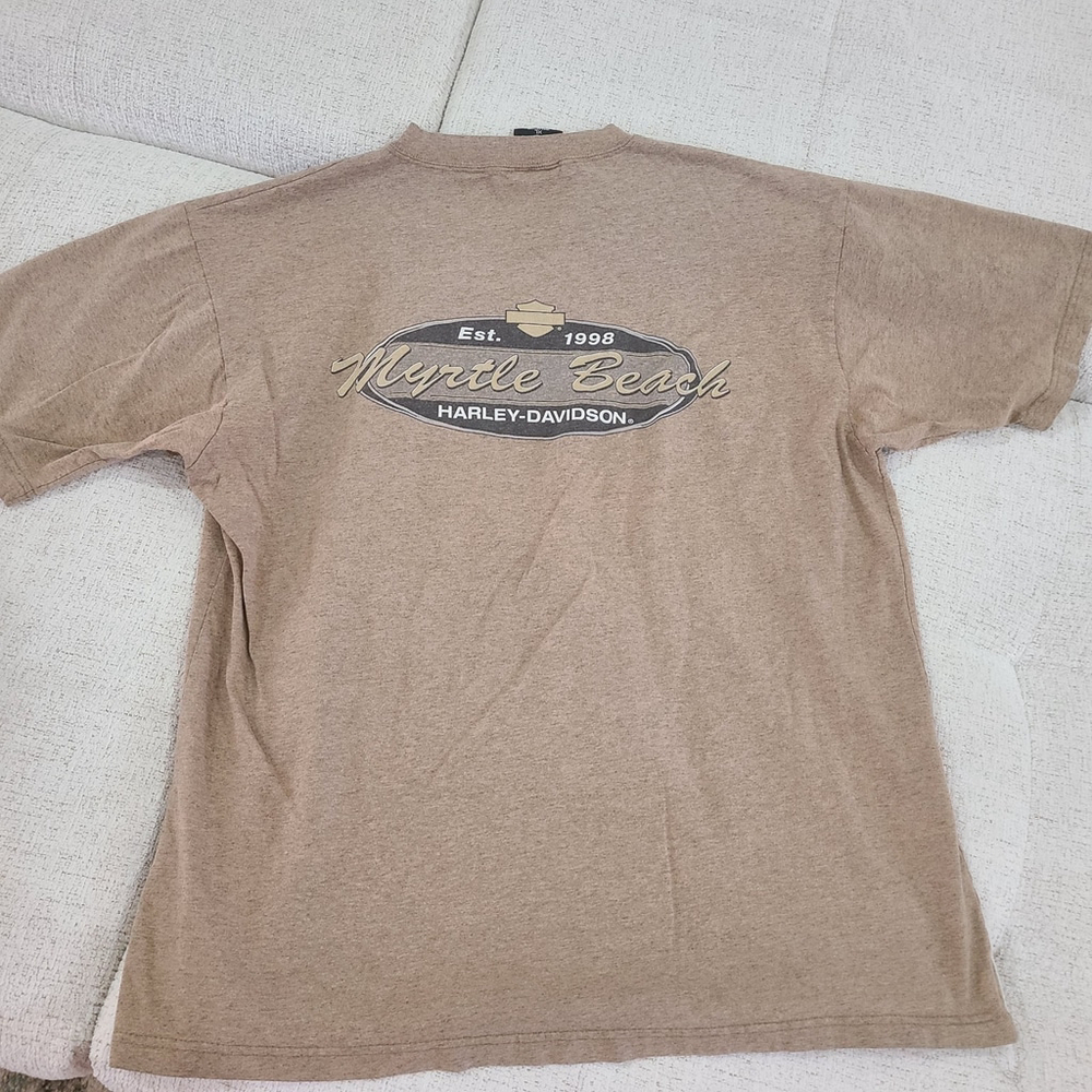 HARLEY DAVIDSON Vintage pocket t shirt MOTORCYCLES 1998 Gray Tan Myrtle Beach SC